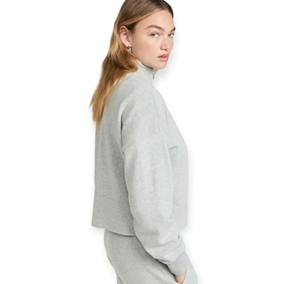 Sweaty Beatty Nestle Up Half Zip Cropped  Pullover Sweatshirt in Gray Marle XS - Picture 7 of 16